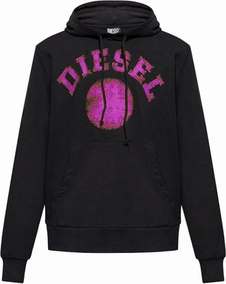 Diesel Mens Diesel Distorted Dot Design Black Hoodie - Size: 40