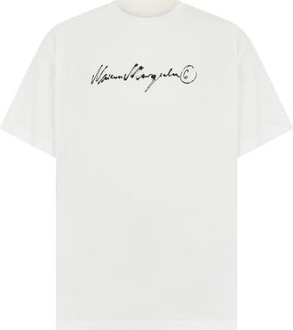 Maison Margiela Logo-print T-shirt - Heren - T-shirts - Wit - M - Katoen - Tops
