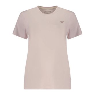 Guess T-Shirts, female, Pink, Size: L Regular Fit T-Shirt