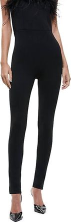Alice & Olivia Womens Feather Trim Jumpsuit In Black
