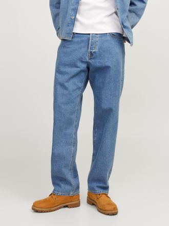Jack & Jones Relax-fit-Jeans JACK & JONES JJIEDDIE mit hoher Taille und lockerer Passform, Herren, Gr. 31, L&auml;nge 34, blau denim, Denim/Jeans, Obermaterial: 100% Ba