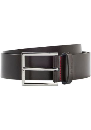 HUGO BOSS Lederg&uuml;rtel HUGO Giaspo, Herren, Gr. 100, braun (dunkelbraun), Leder, unifarben, G&uuml;rtel Lederg&uuml;rtel, mit Logo-Pr&auml;gung auf der Schlaufe und roter Naht