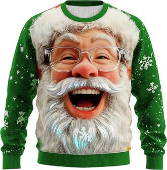 Generic Christmas Jumpers for Men Funny 3D SantaClaus Print Patterns Sweatshirt Pullover Xmas Party Sweaters Long Sleeve Jumper Christmas suits for Men Ugly X
