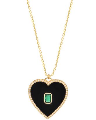 Gabi Rielle Modern Touch Collection 14K Over Silver CZ Love Necklace