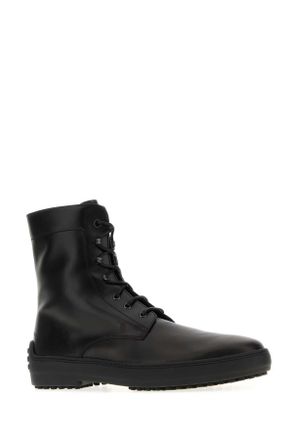 Tod's Mens Black Leather Ankle Boots Nero Stivali
