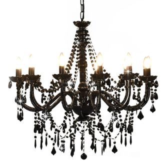 Berkfield Home Chandelier with Beads Black 12 x E14 Bulbs