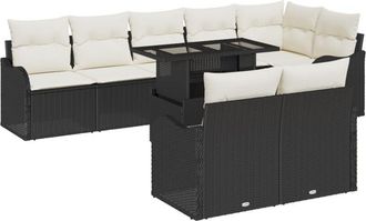 vidaXL Vidaxl - Garden Sofa Set Manual 9 pcs Black 100 x 55 x 73 cm Poly rattan