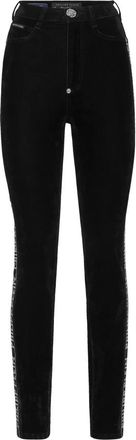 Philipp Plein Broeken, Dames, Zwart, W25, Leer, Super High Waist Jegging