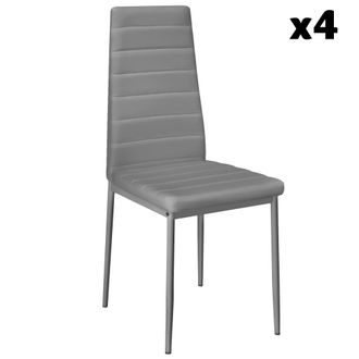 TecTake 4 sillas de comedor con acolchado, polipiel, 41 x 45 x 98.5 cm, gris