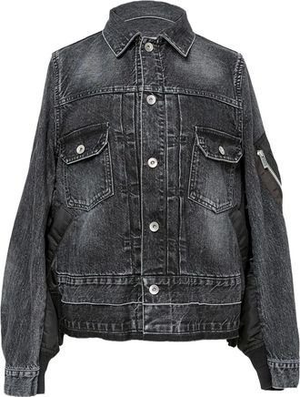 sacai denim jacket - men - Cupro/Polyester/Cotton - 2 - Black