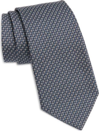 Ermenegildo Zegna Floral Geometric Jacquard Mulberry Silk Tie in Lightblue at Nordstrom