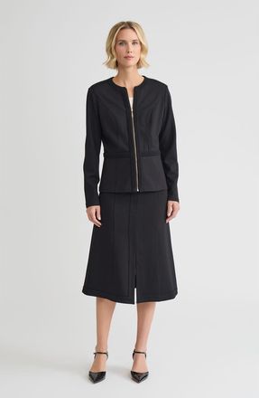Misook Heritage LuxeStretch Ponte Zip-Up Jacket in Black at Nordstrom, Size Xx-Large