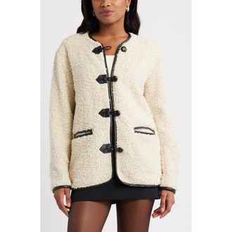 Open Edit Faux Shearling Jacket in Ivory Dove at Nordstrom, Size Xx-Small