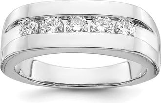 Diamond2Deal 14k White Gold Lab Grown Diamond 5-Stone Band Ring 3/4Ct Clarity- VS Color- G-H