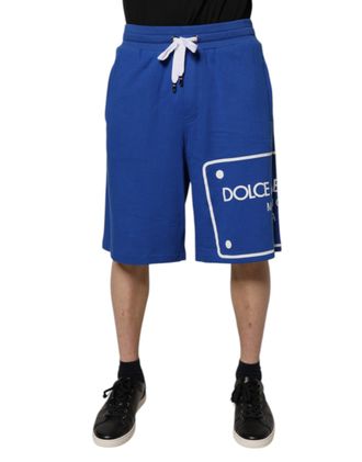 Dolce & Gabbana Blue Logo Cotton Bermuda SweatMens Mens Shorts