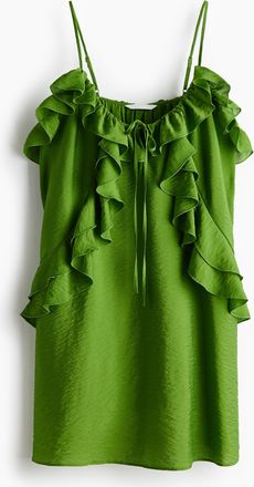 H&M Tr&auml;gerkleid mit Volantbes&auml;tzen - Gr&uuml;n