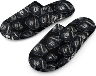 Generic Gorilla Wall Art Mens Flannel Slipper Soft Comfy House Shoes Non Slip Winter Warm Indoor Outdoor Slippers