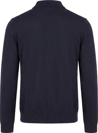 Emporio Armani Half-Zip Virgin Wool Polo Sweater - Navy