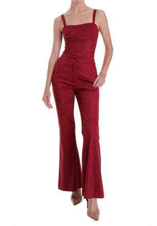 Karina Grimaldi Vernonica Flared Suede Pants In Garnet