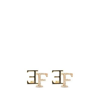Elisabetta Franchi Logo-plaque Crystal-embellished Earrings