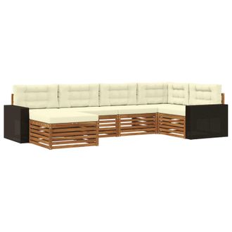 vidaXL Conjunto De Sof&aacute;s De Exterior Con Coj&iacute;n 6 Pcs Natural Y Crema Vidaxl