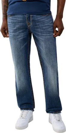 True Religion Ricky Super T Flap Straight Jeans in City West Fade Dark Wash at Nordstrom, Size 30