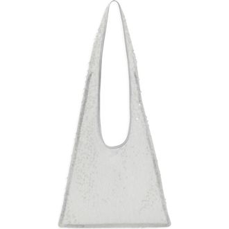 Mango Sequin Shoulder Bag in White at Nordstrom