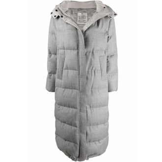 Brunello Cucinelli Jassen, Dames, Grijs, S, Wol, Lange Pufferjas