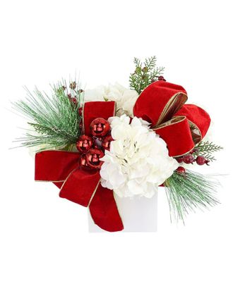Creative Displays Inc. Christmas Arrangement With Hydrangeas & Velvet Bow