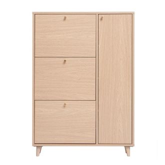 Miliboo Scarpiera finitura legno chiaro rovere e metallo dorato L90 cm SILVESTRE
