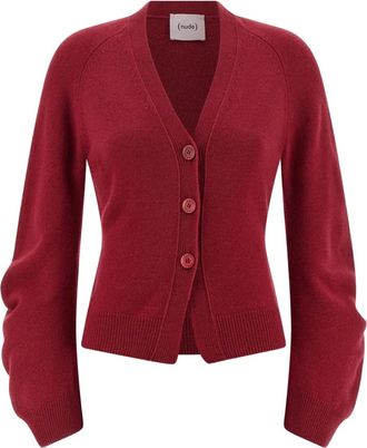 Nude Cardigan con scollo a V - Rosso