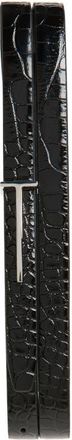 Tom Ford Croc Embossed Patent Leather Skinny Belt in 1N001 Black at Nordstrom, Size 100