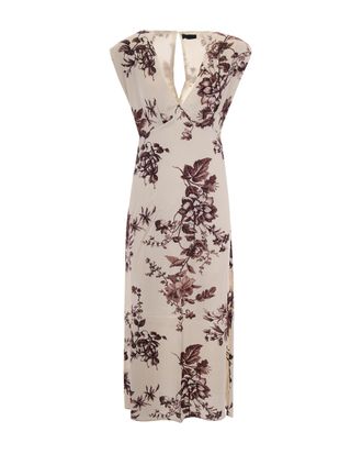 Liu Jo Floral Print Satin Midi Dress with Kimono Silhouette