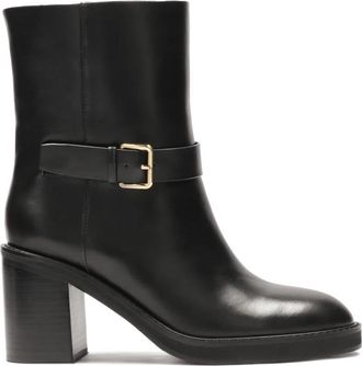 Kazar Leren instaplaarzen met brede hak - Dames - Laarzen met Hak - Zwart - 35 EU - Leer - Schoenen