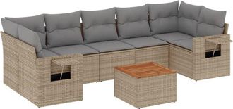 vidaXL Vidaxl - Juego De Sof&aacute;s De Jard&iacute;n Con Cojines Beige 8 Pzas Rat&aacute;n Pe