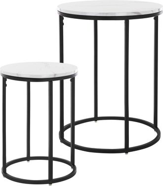 ML Design Set 2 mesas auxiliares de centro diseño metal Ø30 / Ø40 cm