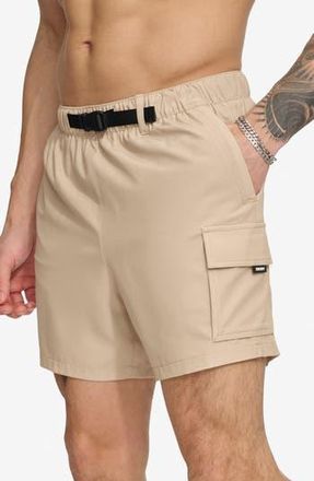 DKNY Cargo Volley Stretch Swim Trunks in Tan at Nordstrom Rack, Size Xx-Large