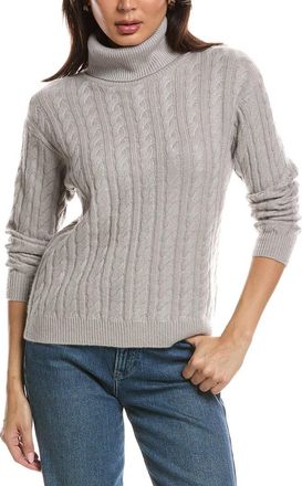 The Cashmere Project The Cashmere Project Lurex Twisted Cable Turtleneck Cashmere-Blend Sweater