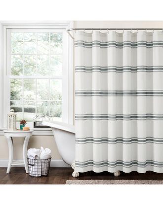 Lush D&eacute;cor Farmhouse Stripe Cotton Shower Curtain