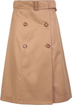 Burberry Baleigh Skirt - Dames - Midirokken - Bruin - 2XS - Katoen - Rokken
