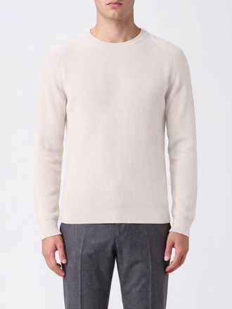 Brioni Crewneck Jumper in Wool and Cashmere with Long Sleeves and Ribbed Trims