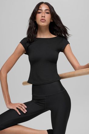 Alo Alosoft Back For More T-Shirt in Black, Size: Medium