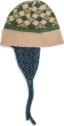 Dries Van Noten Mens Jacquard Wool Beanie With Earflaps Multicolour Hat