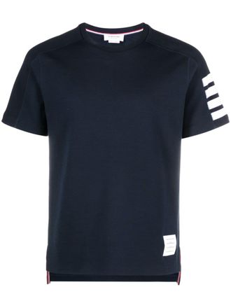Thom Browne Short Sleeve Tee W/ 4 Bar Stripe In Milano Cotton