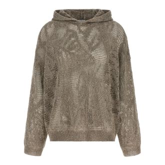 Brunello Cucinelli Dazzling Water Lilies Jumper - female - Brunello Cucinelli - Hoodies - Brown - XL - Sweatshirts & Hoodies