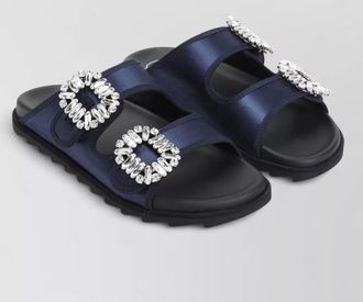 Roger Vivier satin crystal-embellished mules