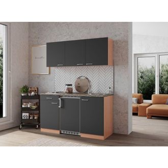 Respekta Cucina Minicucina Cucina singola Blocco cucina Incasso faggio grigio Gerda 150 cm Respecta