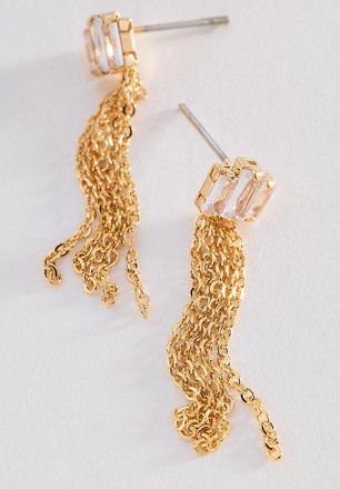 Anthropologie Crystal & Fringe Post Earrings