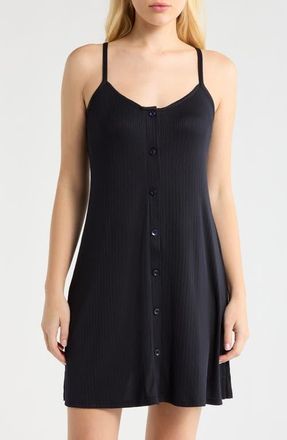 French Connection Rib Button Front Chemise in Utility Blue at Nordstrom, Size X-Large