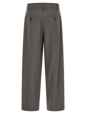 Brunello Cucinelli Womens Gray Virgin Wool Cropped Pants